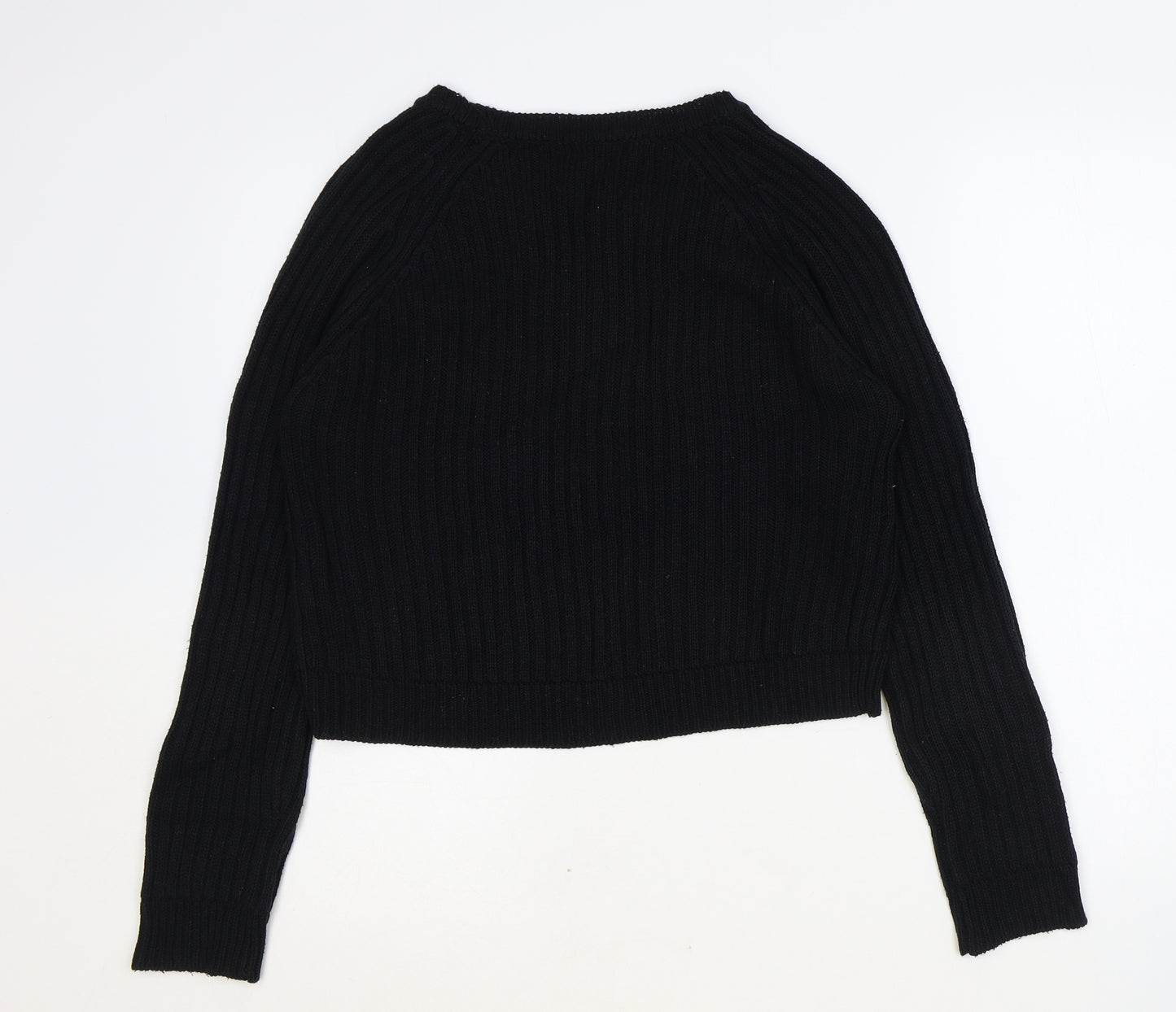 Select Womens Black Round Neck Acrylic Pullover Jumper Size 14