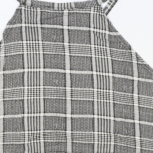 Select Womens Black Plaid Viscose Cropped Tank Size 12 Scoop Neck
