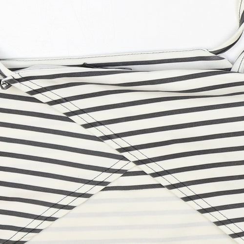 Boohoo Womens White Striped Polyester Cropped Tank Size 12 Square Neck - Open Wrap Back Detail