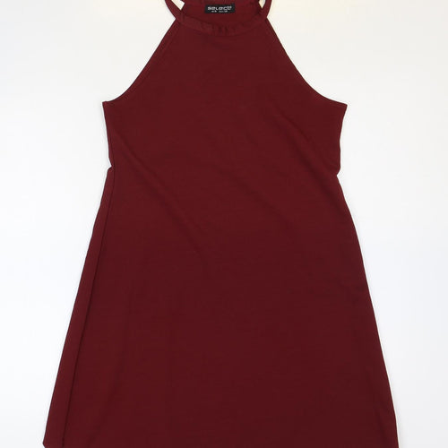 Select Womens Red Polyester A-Line Size 10 Round Neck Pullover