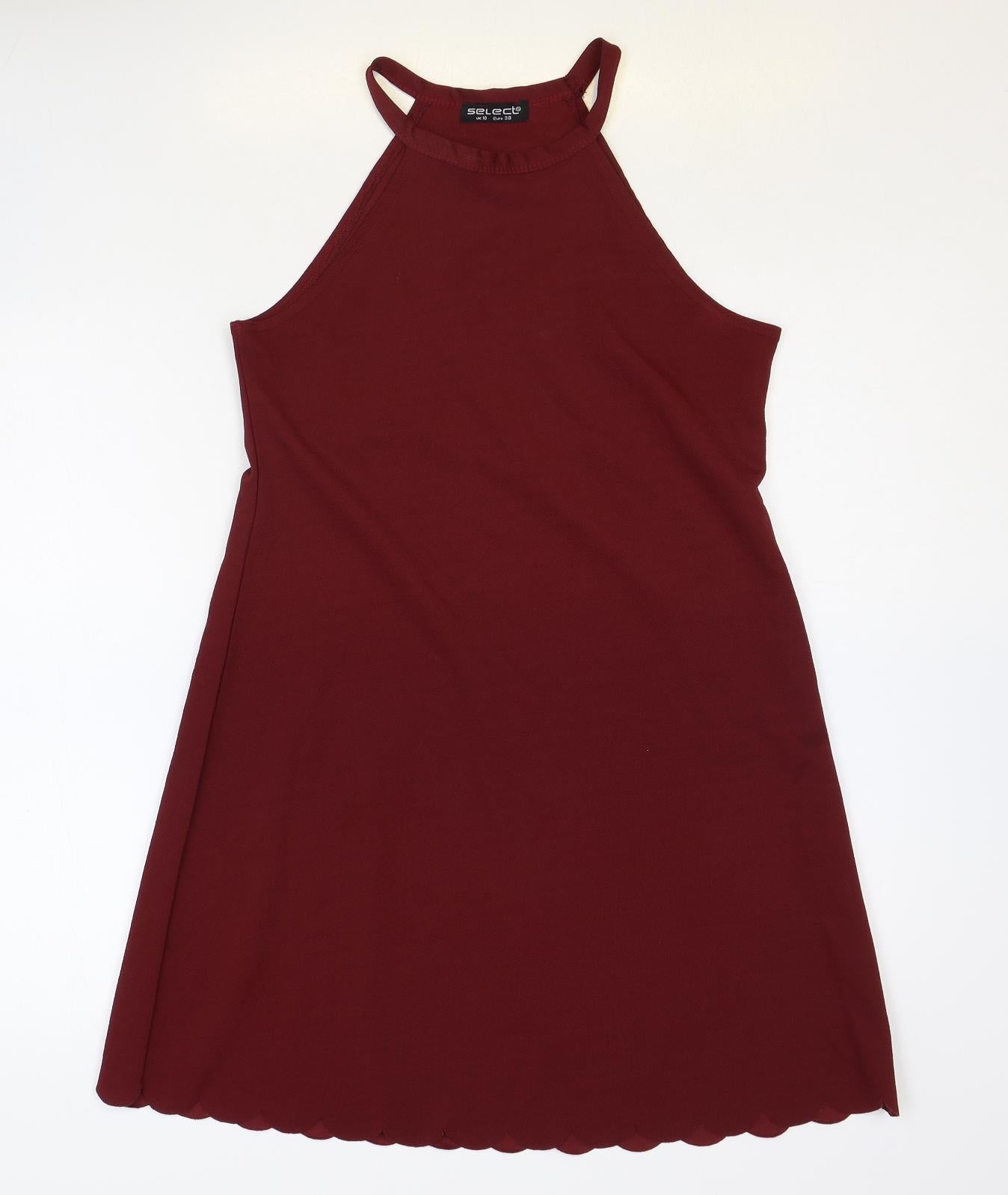 Select Womens Red Polyester A-Line Size 10 Round Neck Pullover