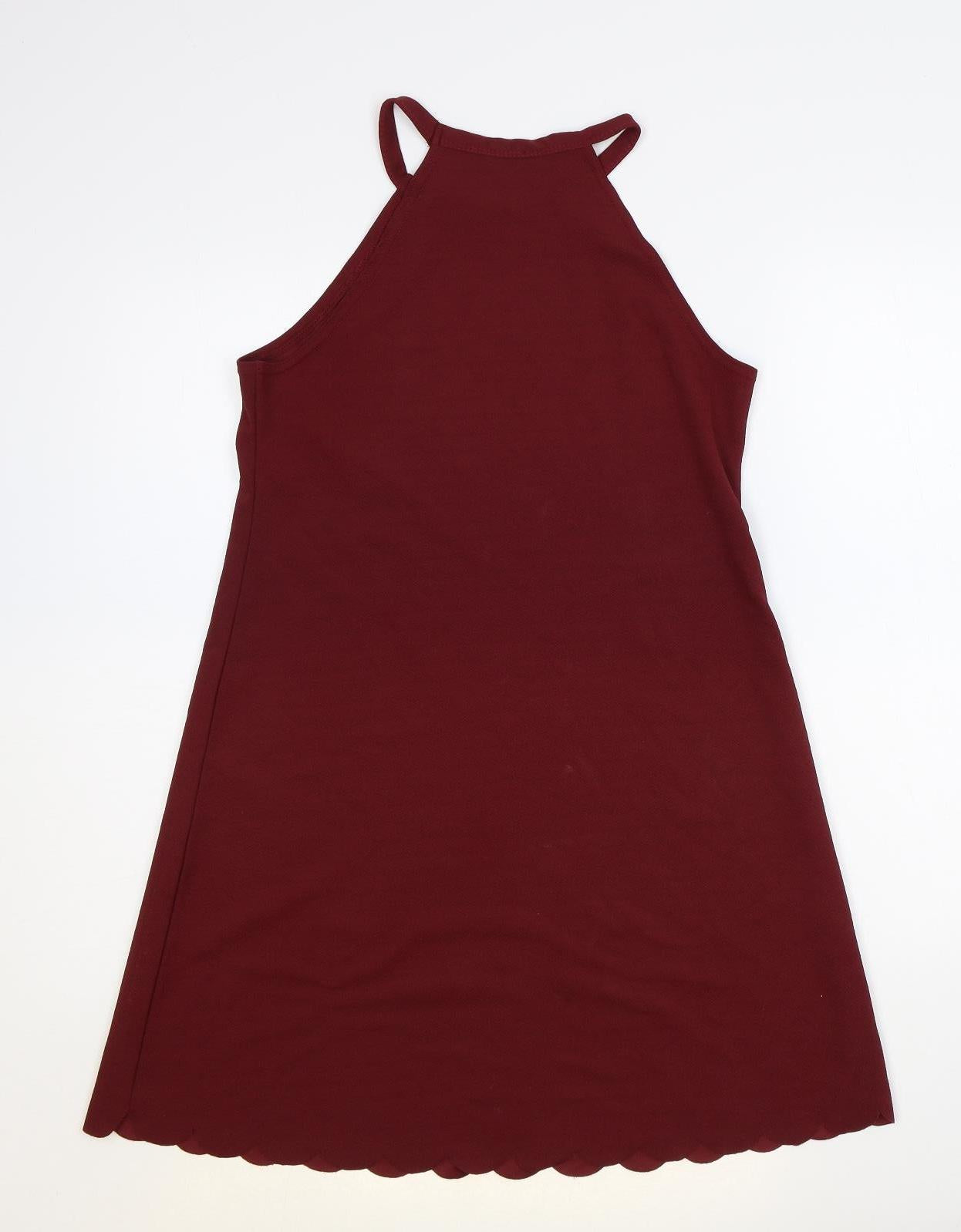 Select Womens Red Polyester A-Line Size 10 Round Neck Pullover