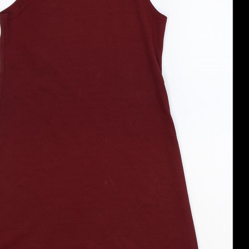 Select Womens Red Polyester A-Line Size 10 Round Neck Pullover