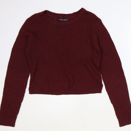 Select Womens Red Roll Neck Acrylic Pullover Jumper Size 14