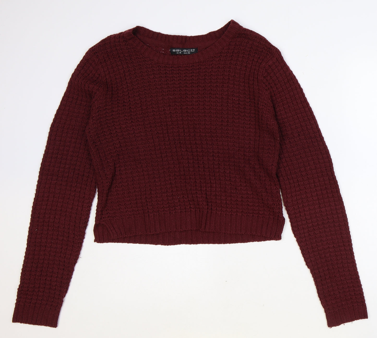 Select Womens Red Roll Neck Acrylic Pullover Jumper Size 14