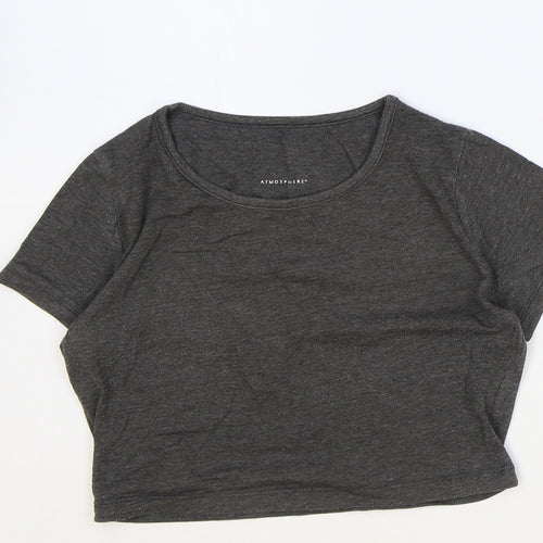 Atmosphere Womens Grey Polyester Cropped T-Shirt Size 8 Round Neck