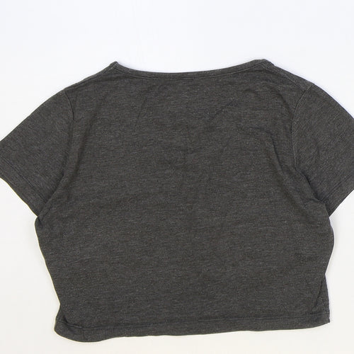 Atmosphere Womens Grey Polyester Cropped T-Shirt Size 8 Round Neck