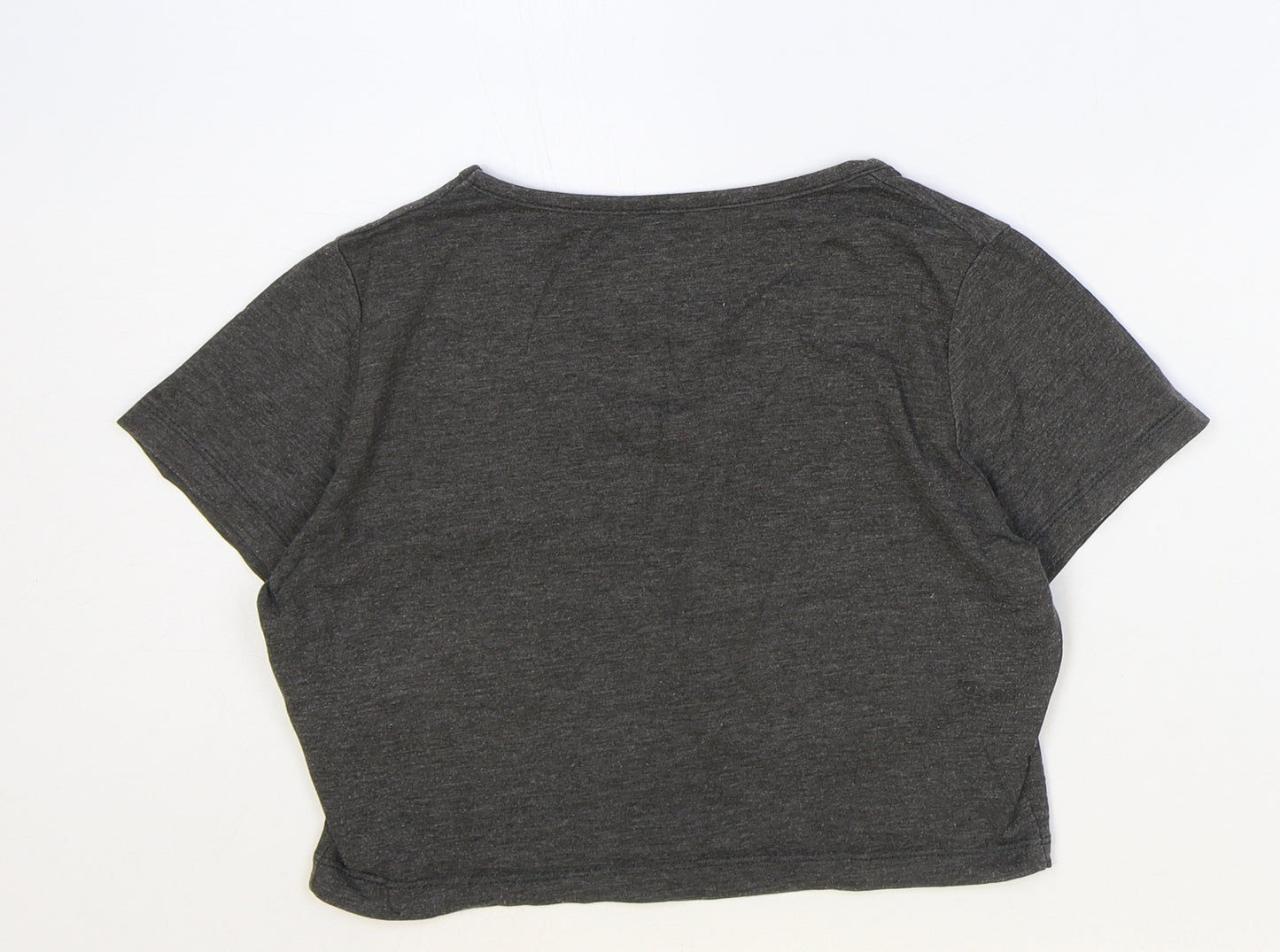 Atmosphere Womens Grey Polyester Cropped T-Shirt Size 8 Round Neck