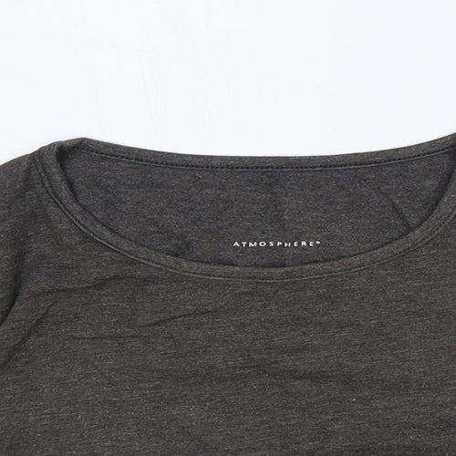 Atmosphere Womens Grey Polyester Cropped T-Shirt Size 8 Round Neck