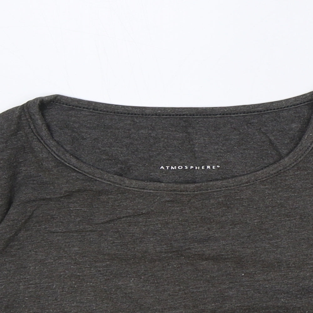 Atmosphere Womens Grey Polyester Cropped T-Shirt Size 8 Round Neck