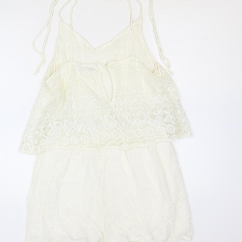 Select Womens Ivory Polyester Playsuit One-Piece Size 10 Button