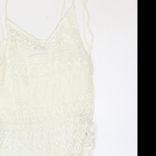 Select Womens Ivory Polyester Playsuit One-Piece Size 10 Button