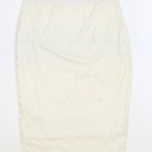 Select Womens Ivory Polyester Straight & Pencil Skirt Size 10