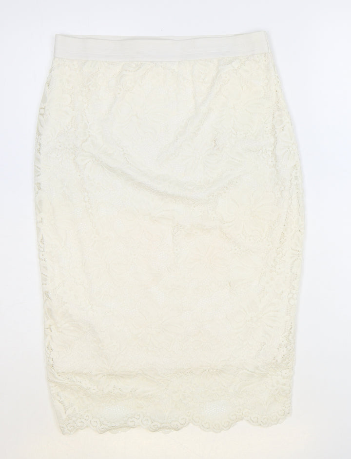 Select Womens Ivory Polyester Straight & Pencil Skirt Size 10