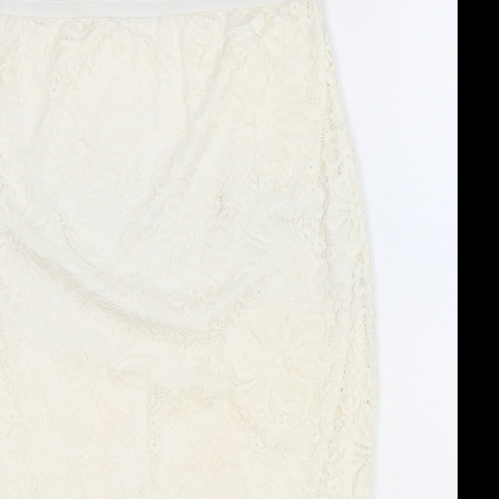 Select Womens Ivory Polyester Straight & Pencil Skirt Size 10
