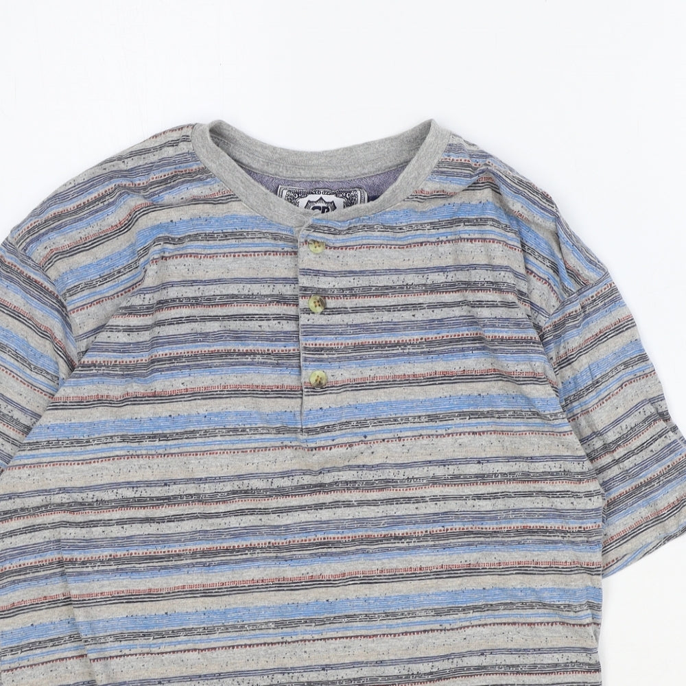 Cargo Bay Womens Multicoloured Striped Cotton Basic T-Shirt Size S V-Neck