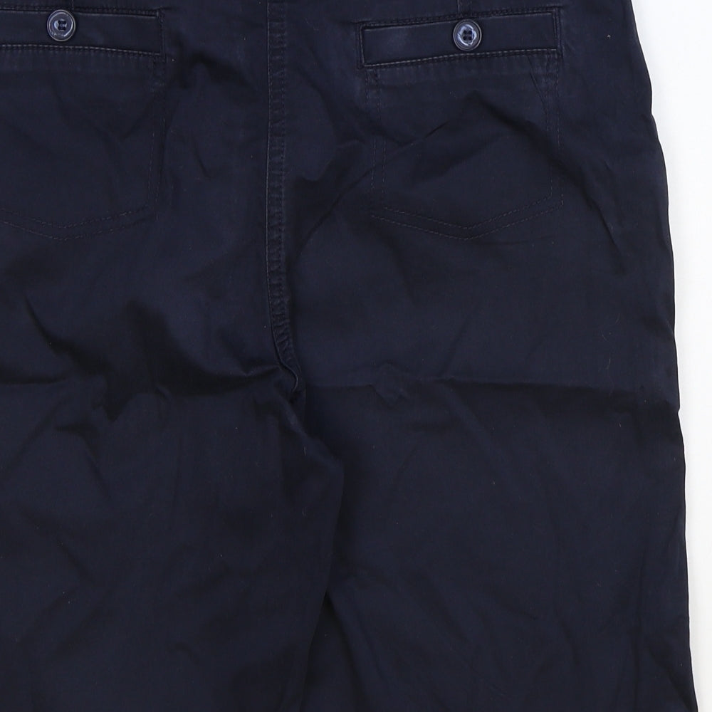 Marks and Spencer Womens Blue Cotton Chino Shorts Size 12 Regular Zip