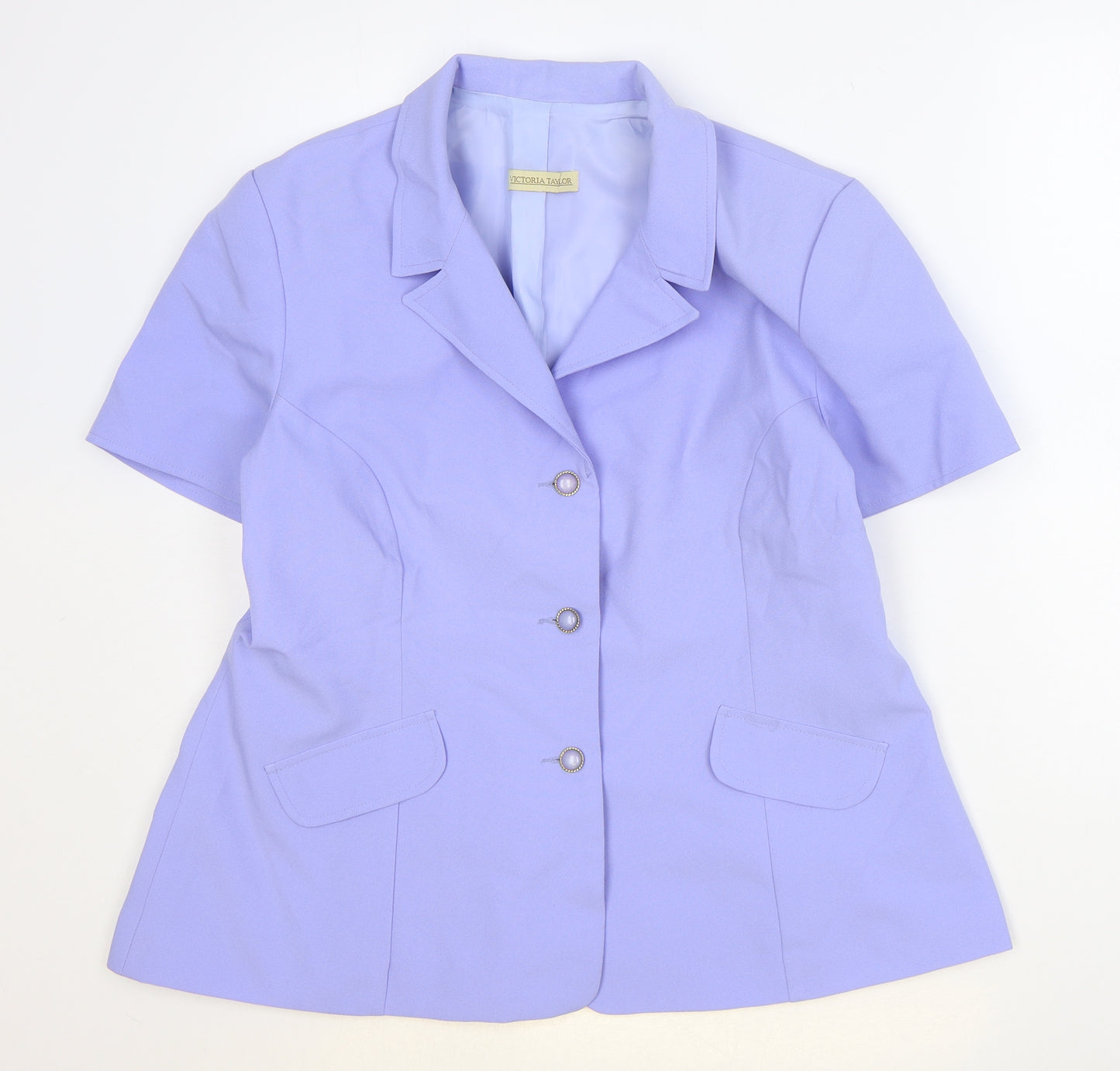 Victoria Taylor Womens Blue Polyester Jacket Suit Jacket Size 18