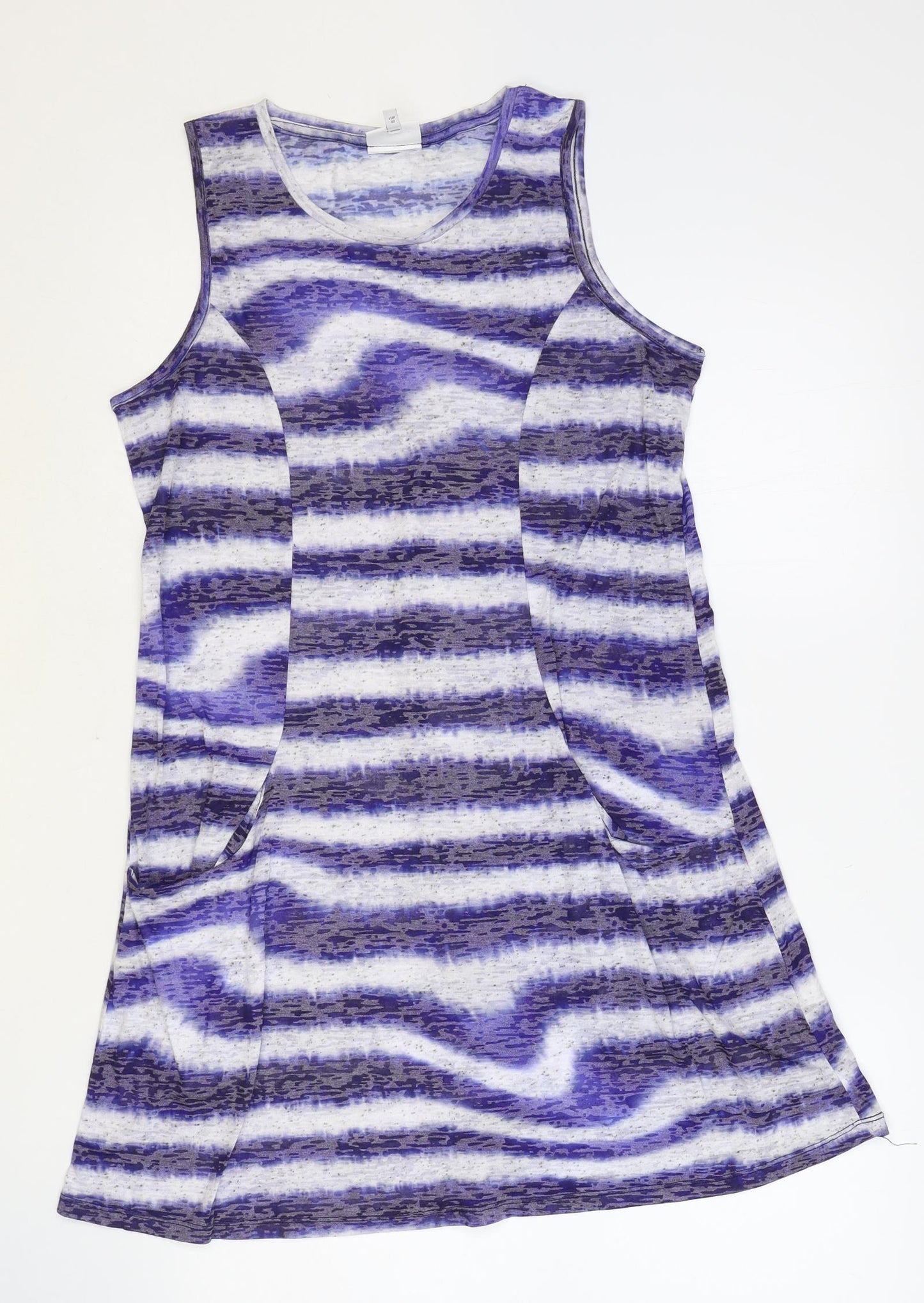 NEXT Womens Blue Geometric Polyester Tank Dress Size 12 Round Neck Pullover