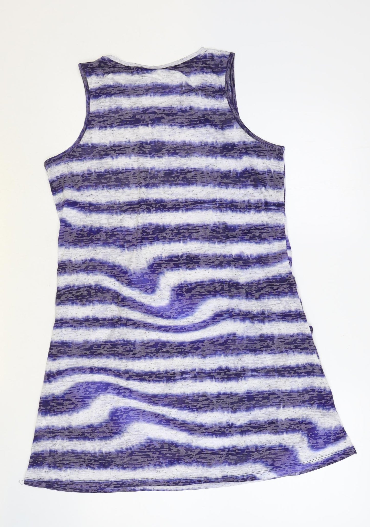 NEXT Womens Blue Geometric Polyester Tank Dress Size 12 Round Neck Pullover