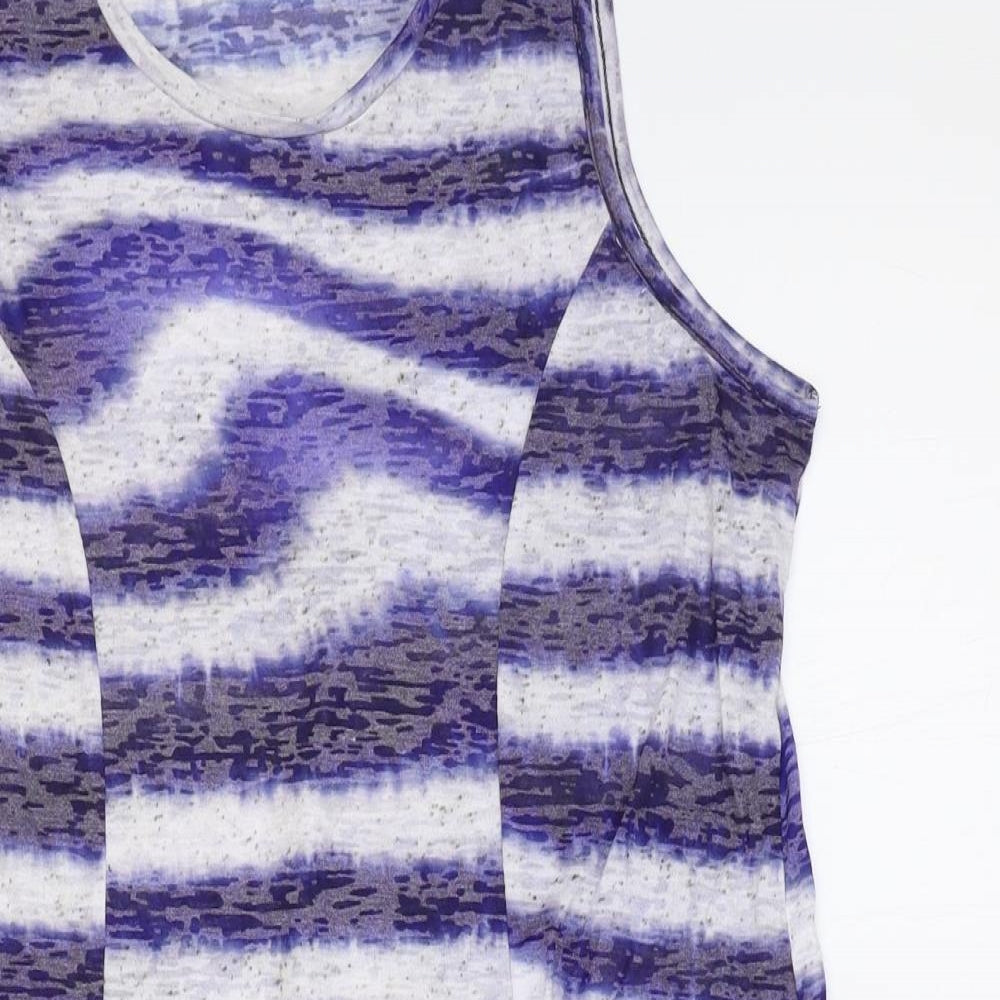 NEXT Womens Blue Geometric Polyester Tank Dress Size 12 Round Neck Pullover