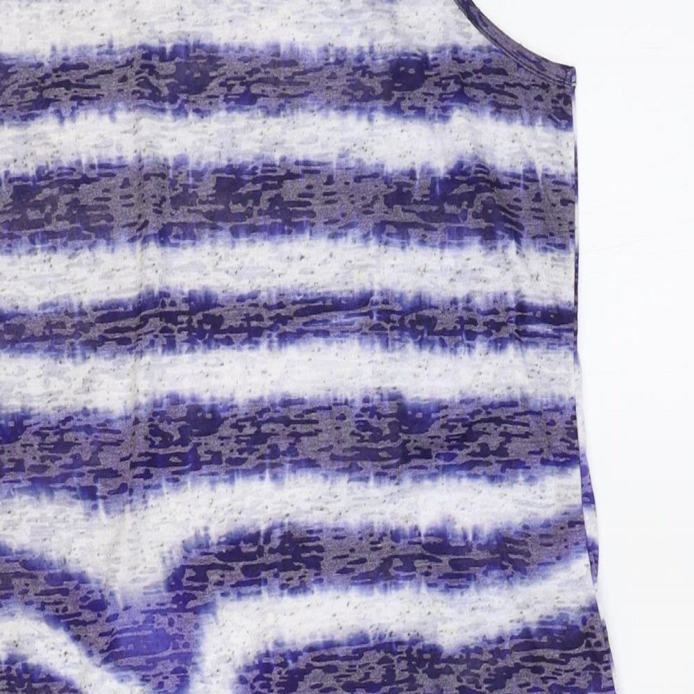 NEXT Womens Blue Geometric Polyester Tank Dress Size 12 Round Neck Pullover