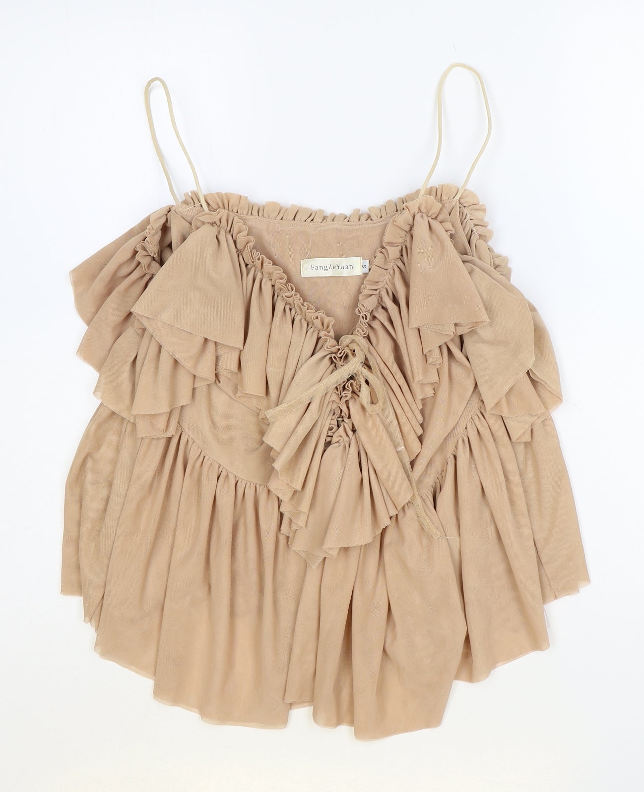 FangZeYaun Womens Brown Polyester Basic Blouse Size S V-Neck
