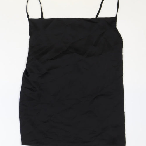 Boohoo Womens Black Polyester Basic Tank Size 14 Square Neck