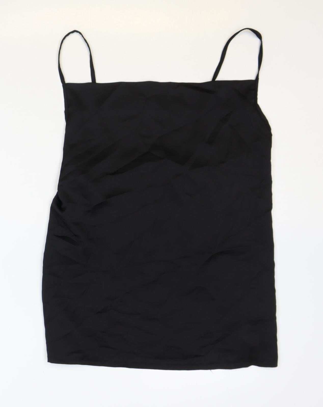 Boohoo Womens Black Polyester Basic Tank Size 14 Square Neck