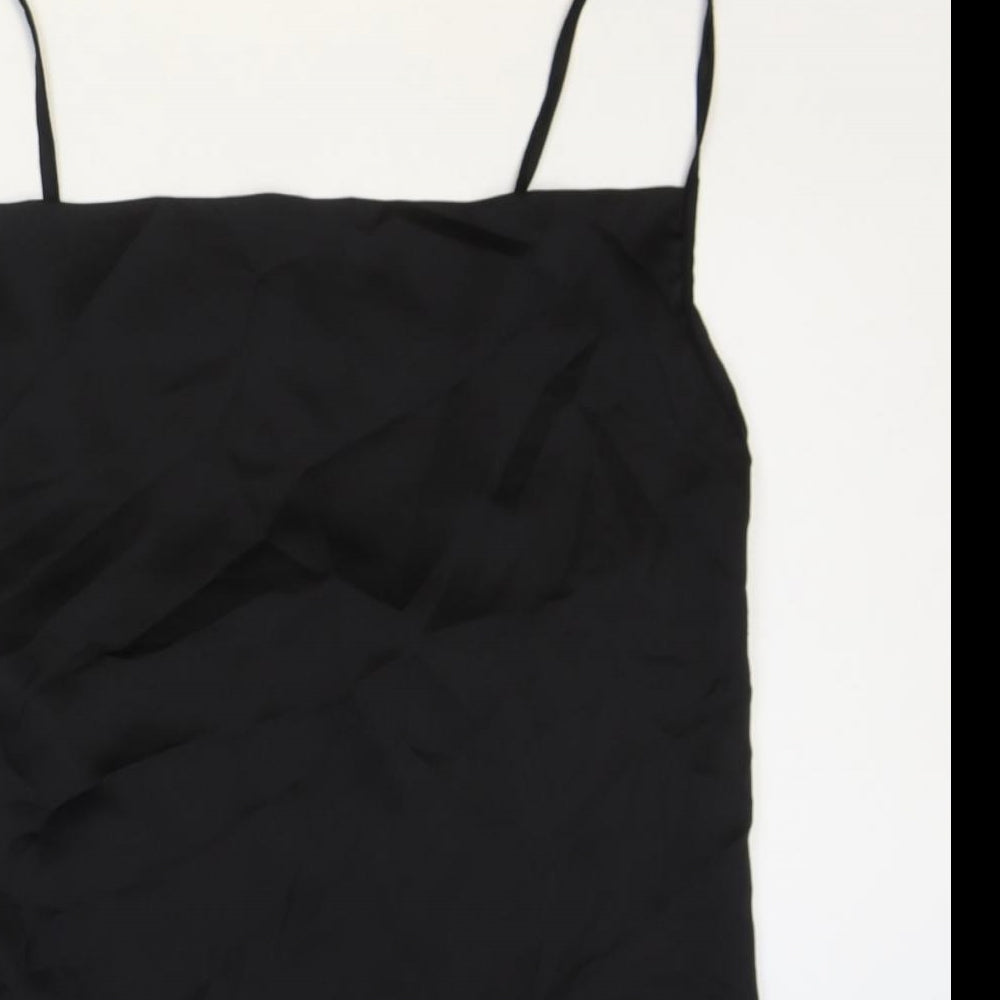 Boohoo Womens Black Polyester Basic Tank Size 14 Square Neck