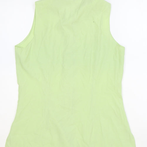 Select Womens Green Polyester Basic Button-Up Size 14 Collared