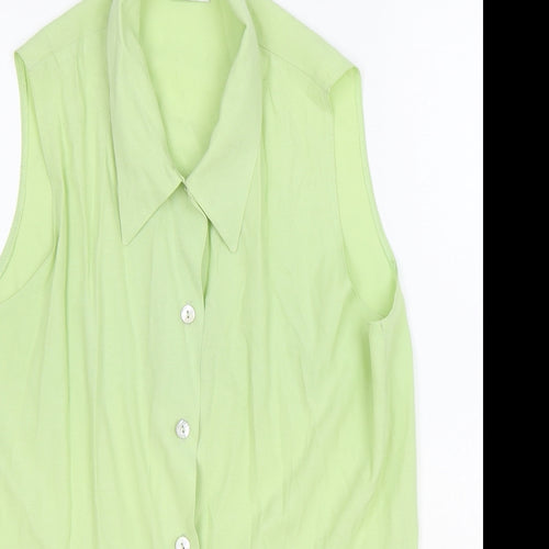 Select Womens Green Polyester Basic Button-Up Size 14 Collared