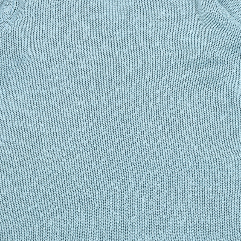 For Women Womens Blue V-Neck Acrylic Pullover Jumper Size 12