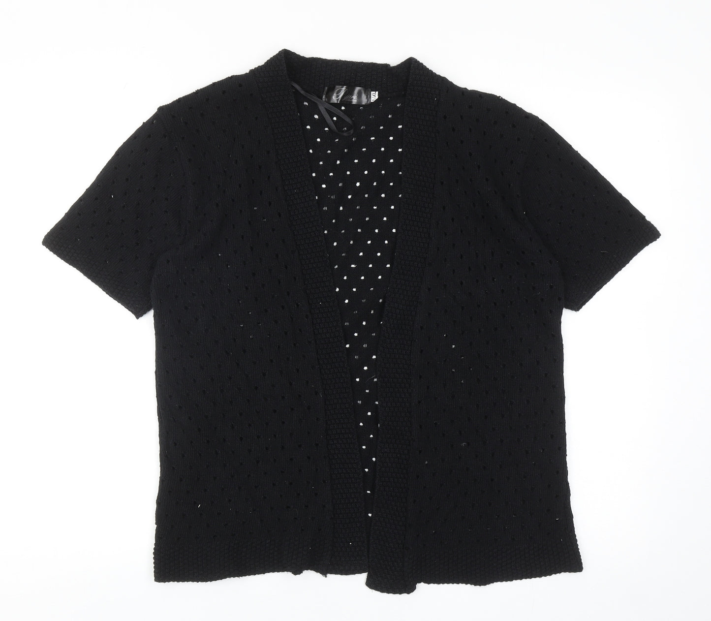 Pyari Womens Black V-Neck Geometric Cotton Shrug Jumper Size L