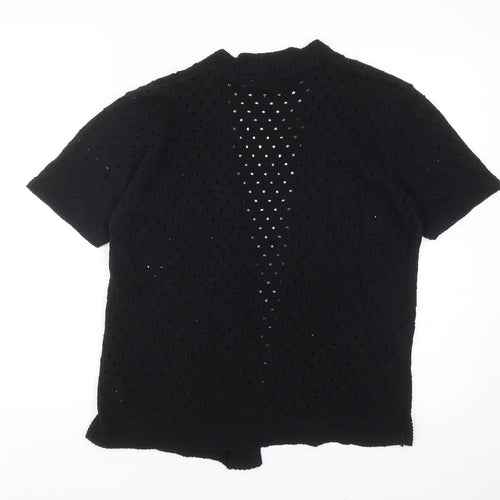Pyari Womens Black V-Neck Geometric Cotton Shrug Jumper Size L