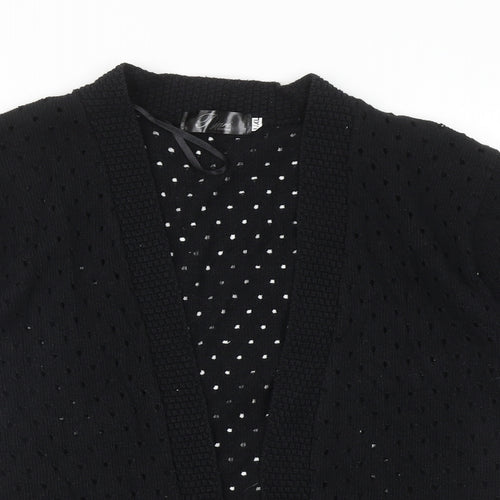 Pyari Womens Black V-Neck Geometric Cotton Shrug Jumper Size L