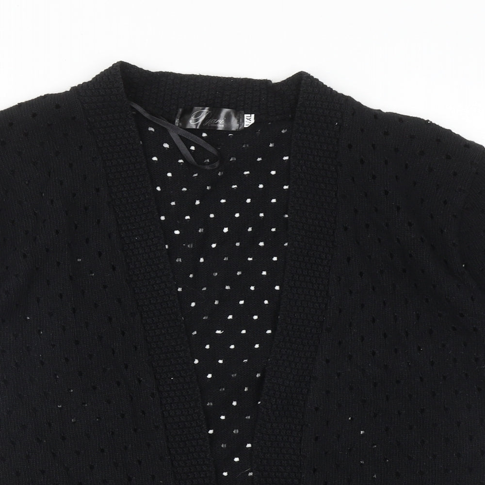 Pyari Womens Black V-Neck Geometric Cotton Shrug Jumper Size L