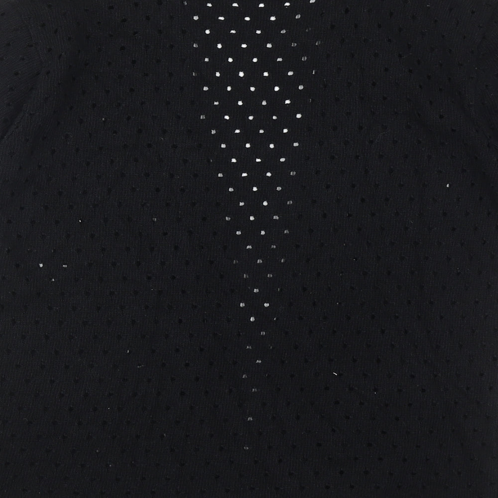 Pyari Womens Black V-Neck Geometric Cotton Shrug Jumper Size L