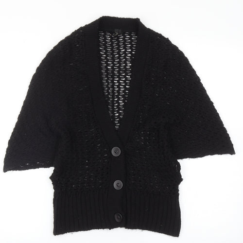 Topshop Womens Black V-Neck Acrylic Cardigan Jumper Size 10