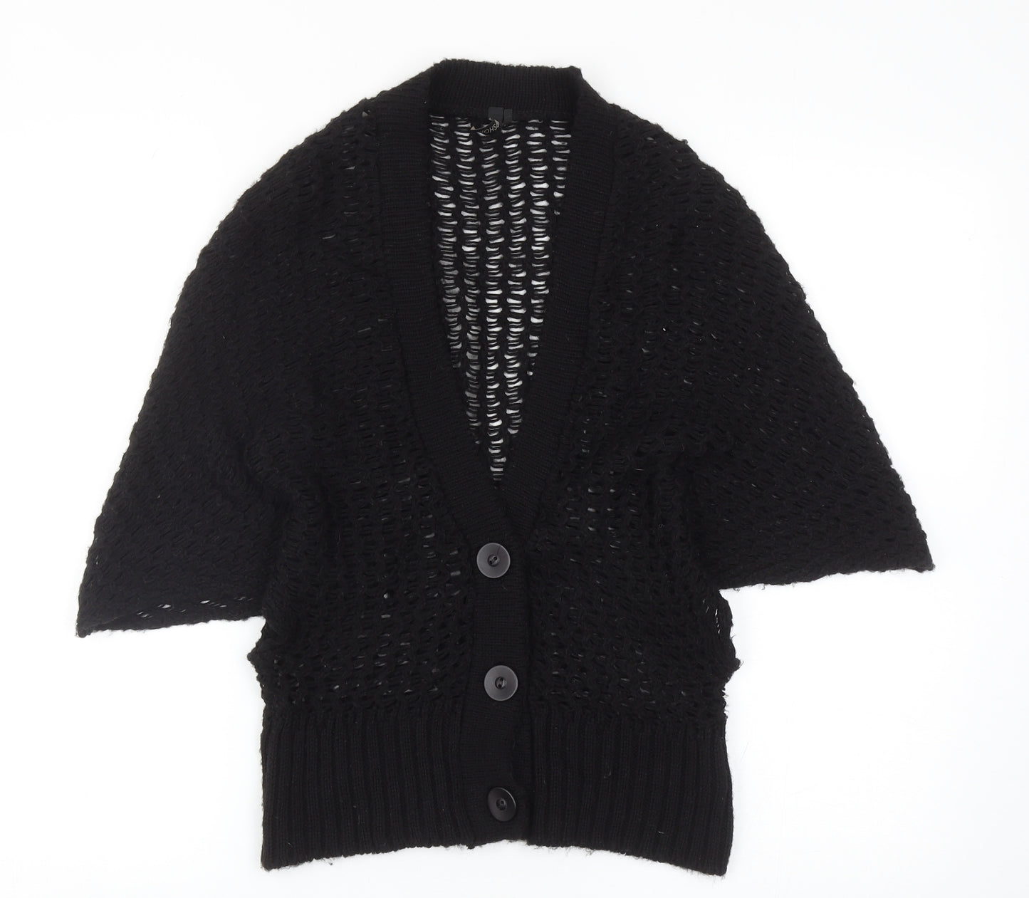 Topshop Womens Black V-Neck Acrylic Cardigan Jumper Size 10