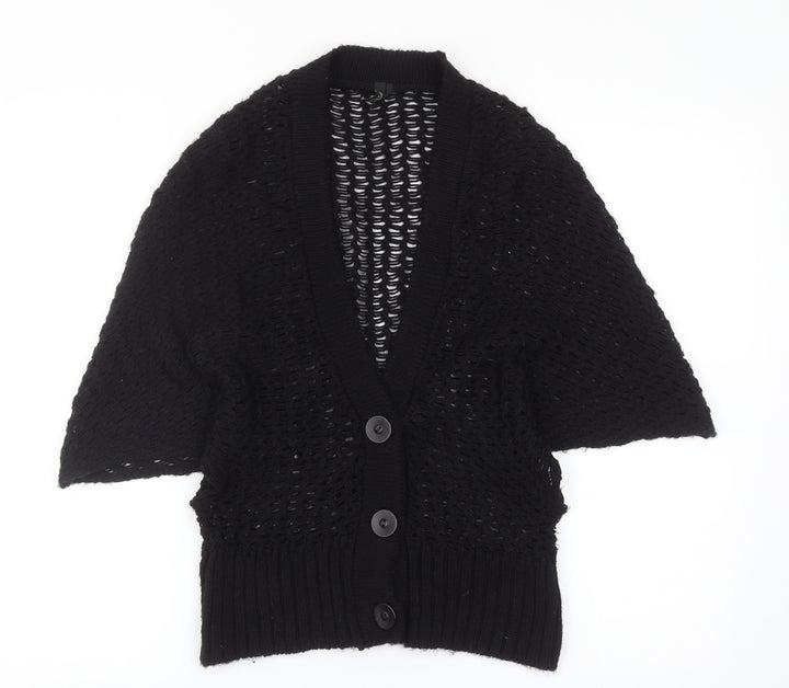 Topshop Womens Black V-Neck Acrylic Cardigan Jumper Size 10