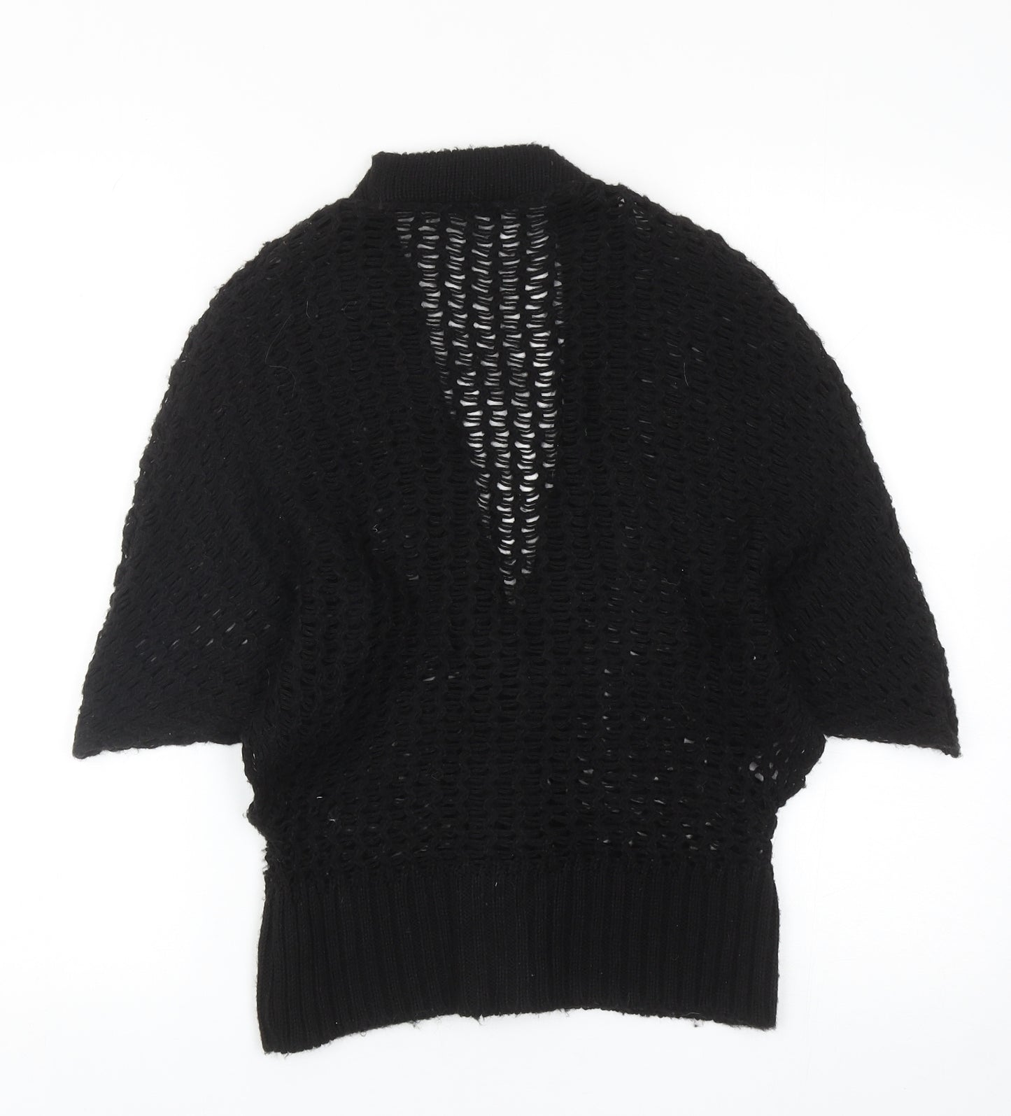 Topshop Womens Black V-Neck Acrylic Cardigan Jumper Size 10