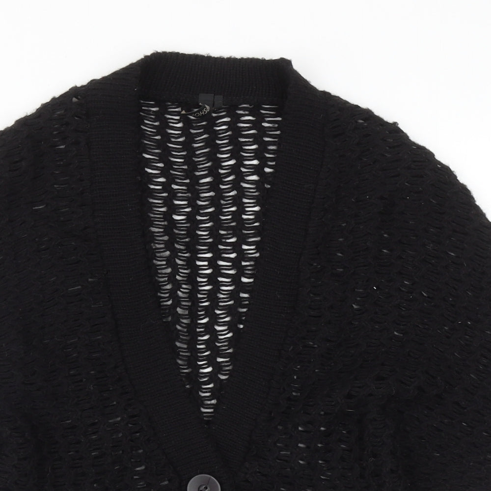 Topshop Womens Black V-Neck Acrylic Cardigan Jumper Size 10