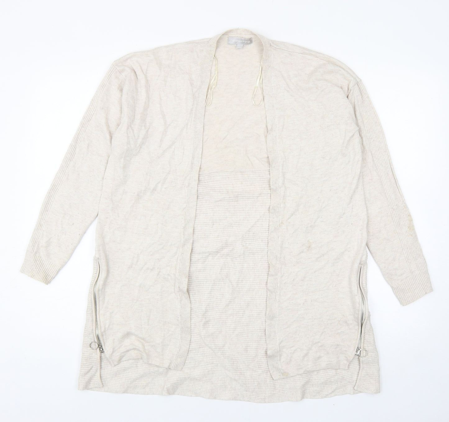 Red Herring Womens Beige V-Neck Polyester Cardigan Jumper Size 14
