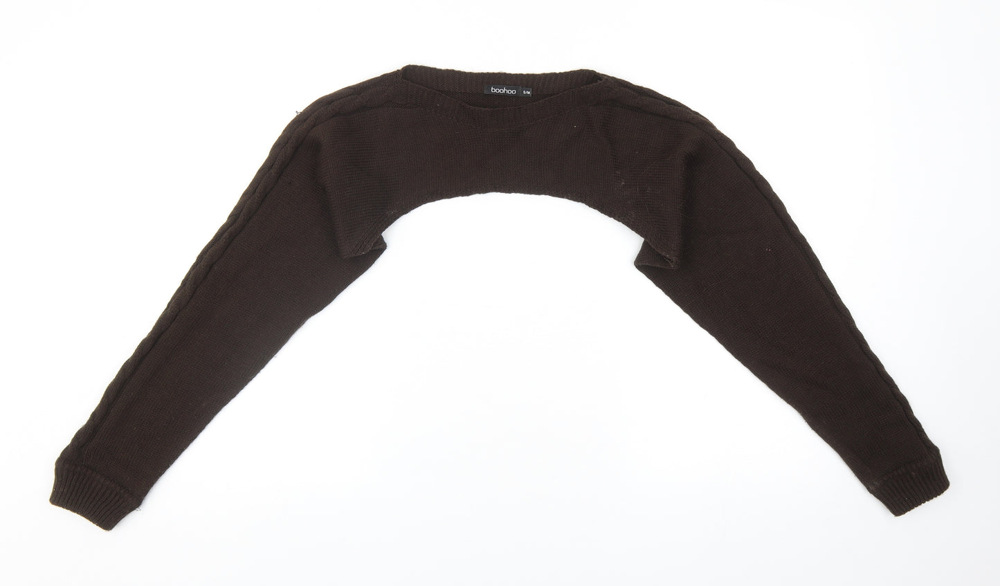 Boohoo Womens Brown Roll Neck Acrylic Shrug Jumper Size M