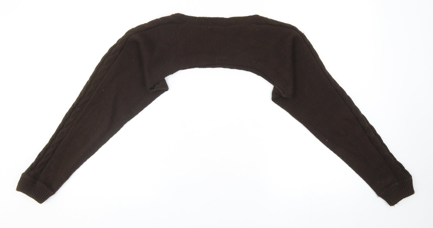 Boohoo Womens Brown Roll Neck Acrylic Shrug Jumper Size M