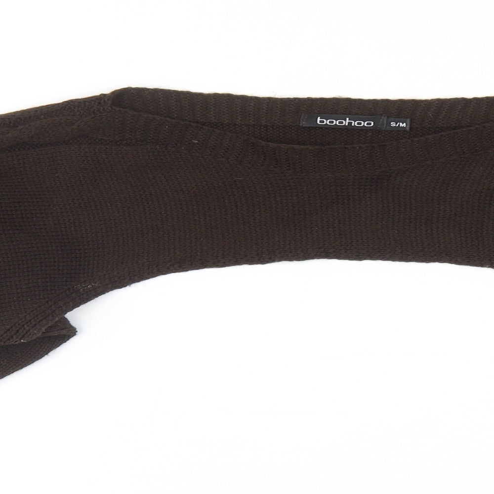 Boohoo Womens Brown Roll Neck Acrylic Shrug Jumper Size M