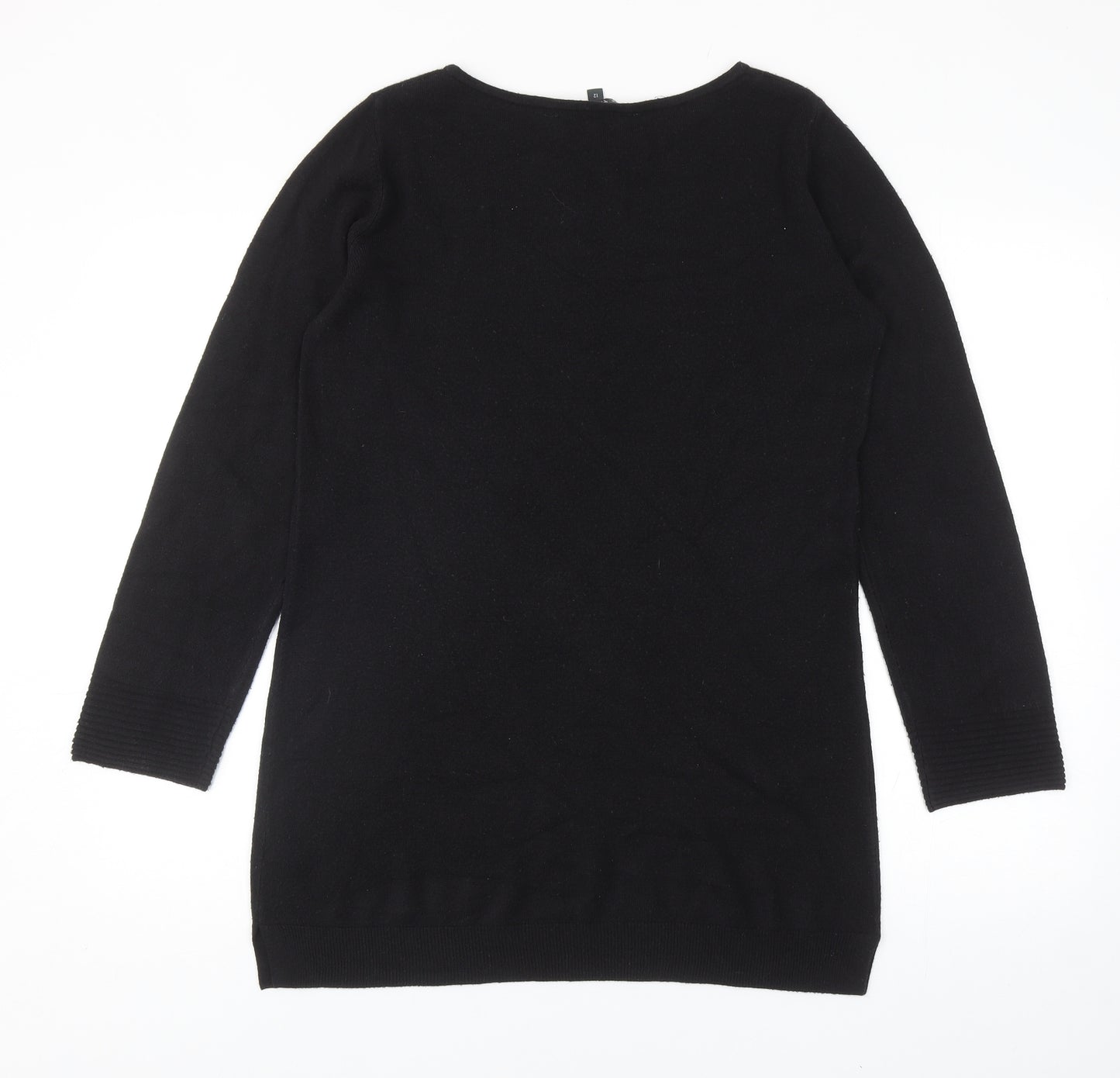 Bonmarché Womens Black Roll Neck Acrylic Pullover Jumper Size 12