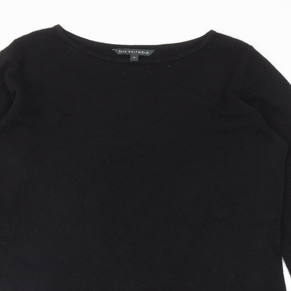 Bonmarché Womens Black Roll Neck Acrylic Pullover Jumper Size 12