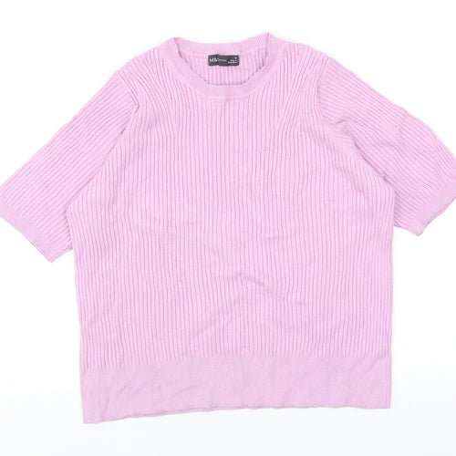 Marks and Spencer Womens Purple Polyester Basic T-Shirt Size 16 Round Neck